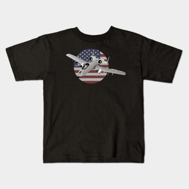 American A-10 Warthog Jet Aircraft Kids T-Shirt by NorseTech